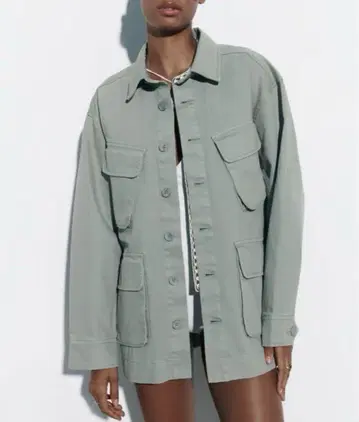 ZARA 자라 유틸리티 포켓 밀리터리 자켓 카키 S