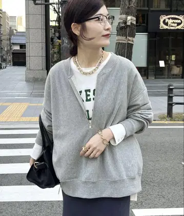 [ 인플루언서 OKOCHI 기획 ] 하프 지퍼 맨투맨 그레이