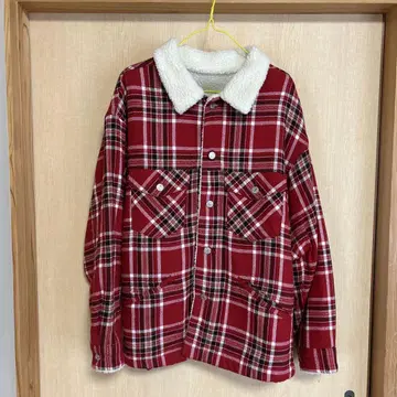 GU 보아 아우터 체크 빨흰 계열