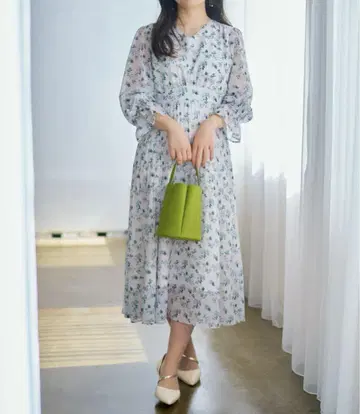 COHINA 보타니컬 프린트 플리츠 원피스 regular
