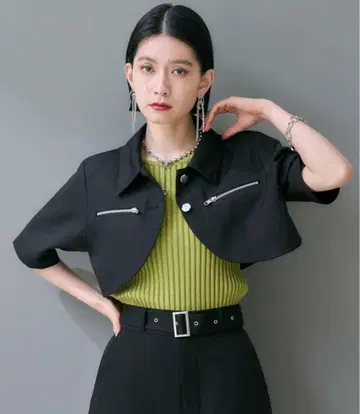 미사용 새상품 하레 HARE 메탈 지퍼 숏 블루종