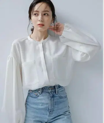 anuans 시어 볼륨 슬리브 블라우스