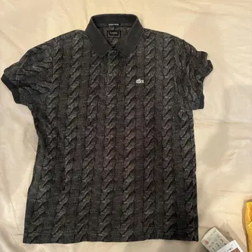 레어 LACOSTE 라코스테 케이블 니트풍 피케 셔츠 남성용 반팔 3