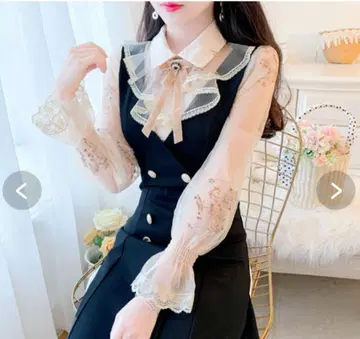 미니 원피스 작은 키 리본 레이스 봄 여름 가을 겨울 긴팔