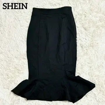 [쉬인] 프릴 머메이드 스커트(S) 워셔블 슬릿 타이트 블랙