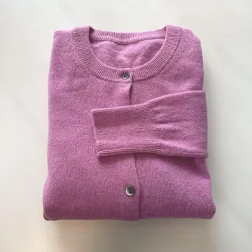 UNIQLO 핑크 캐시미어 100% 니트 가디건 M 사이즈