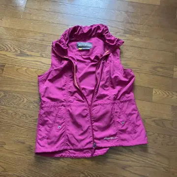 Eddie Bauer 후드 부착 핑크 베스트 S