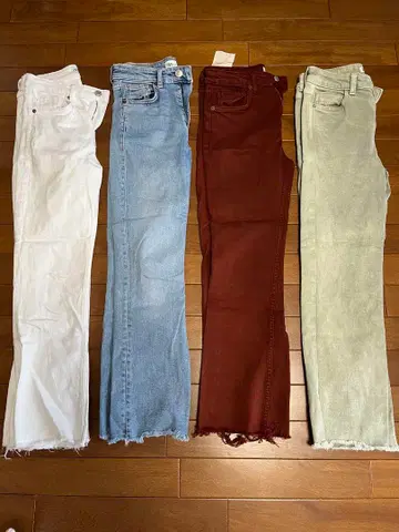 ZARA 크롭 미드 라이즈 플레어 데님 팬츠 4개