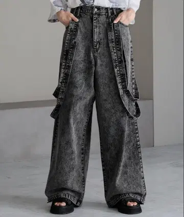 cussil/쿠실 11.5oz 루즈 실루엣 더블 서스펜더 와이드 팬츠