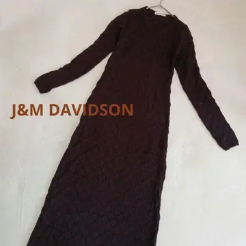 [ J & M DAVIDSON ] 시스루 니트 원피스 맥시 길이 브라운