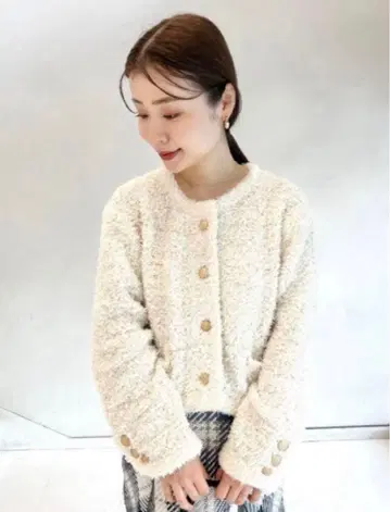 스나이델 트위드 라메 가디건