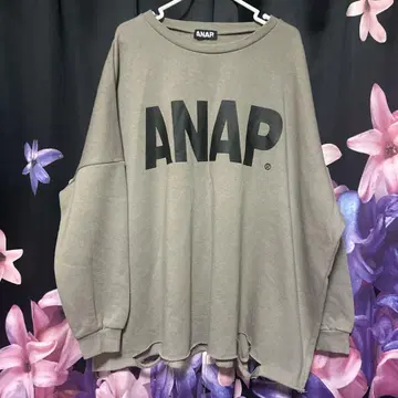 ANAP 로고 안감 기모 맨투맨 티셔츠