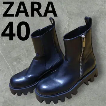 ZARA 트랙 밑창 숏부츠 통굽 사이드 지퍼 40