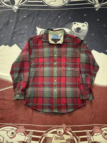 90s pendleton 오픈 카라 보드 셔츠 울 셔츠 체크