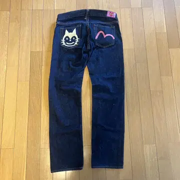 에비수 EVISU 키키&갈매기 고양이 디자인 데님 청바지 29x32