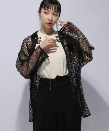 HARE 메쉬 오버 셔츠 블랙 시착만 한 상품 프리 사이즈