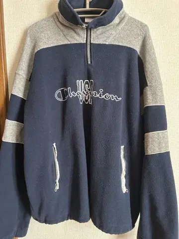 Champion 집업 트레이닝복 M 네이비 하프 지퍼 90s
