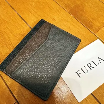 미사용 새상품 FURLA 다크 블루 브라운 패스 케이스 훌라 명함지갑