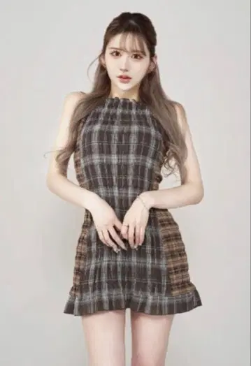 Darich 체크 콤비 미니 원피스