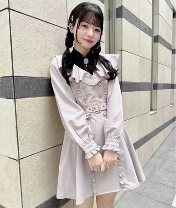 ROJITA 트렌치 스타일 플레어 프릴 원피스