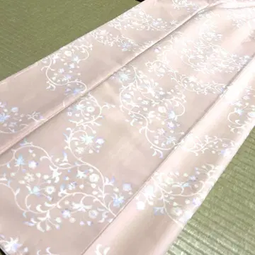 세탁 가능한 기모노 [ 옅은 살몬 핑크 양풍 꽃+덩굴 패턴 ]