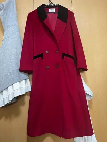레드 롱 코트 빈티지