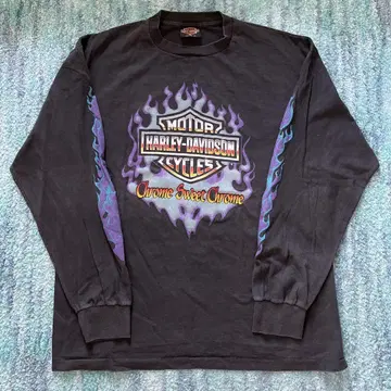 복각판 Harley-Davidson 긴팔 셔츠 XL 블랙 프레임 디자인