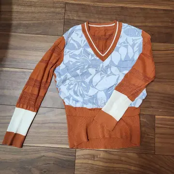 just cavalli 브라운 V넥 니트