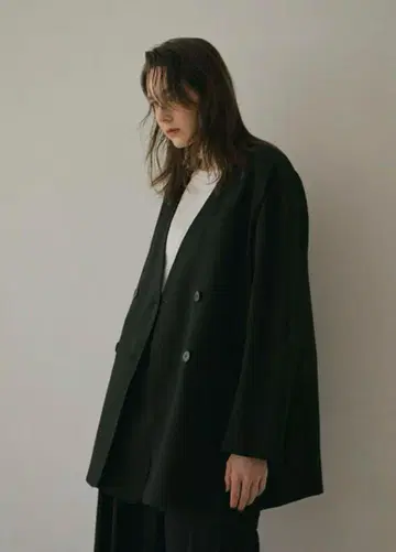 ETRE TOKYO 노카라 더블 브레스트 오버 자켓