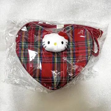 산리오 타탄 체크 하트 미니백 키티 빨간색 미사용