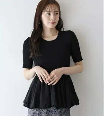 BLUEEAST 벌룬 도킹 니트 블랙