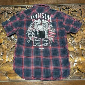 VANSON 반팔 셔츠 빨검 체크