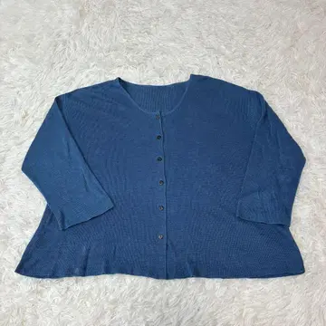 JURGENLEHL 요건 레일 린넨 100% 가디건 블루