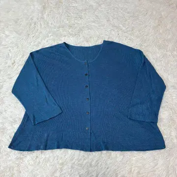 JURGENLEHL 요건 레일 린넨 100% 가디건 블루