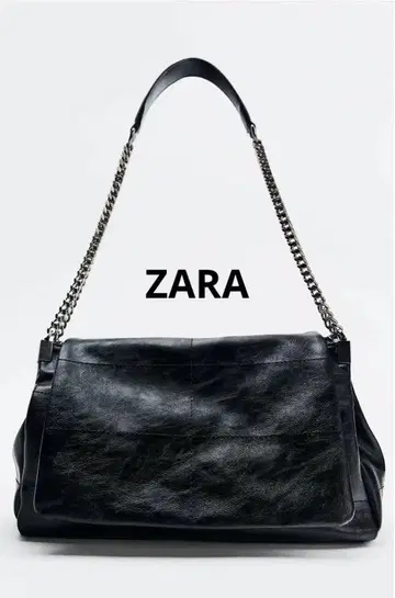 [새상품급] ZARA 자라 플랩 락카 숄더백 체인 블랙