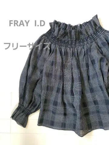FRAY I.D 프레이 아이디 블랙 체크 스탠드 카라 긴팔 F
