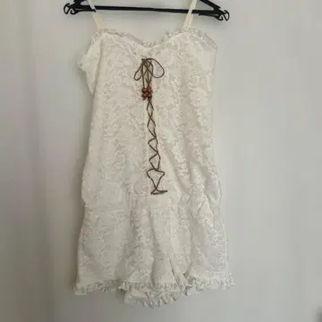 y2k 헤이세이 히메갸루 히메로리 화이트 레이스 슬리브리스 미니 올인원