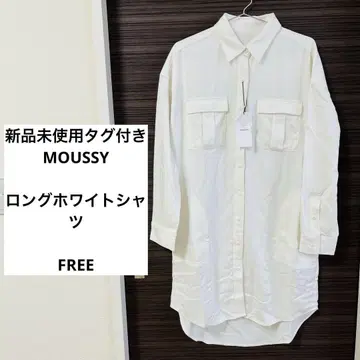 택 포함 미사용 새상품 MOUSSY 롱 화이트 셔츠 FREE