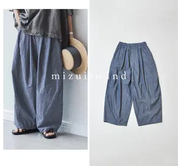 새상품급 mizuiro ind 미즈이로 인드 샴브레이 와이드 카고 팬츠