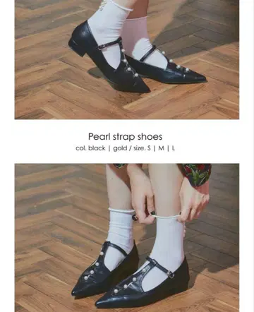 펄 스트랩 슈즈 블랙 L