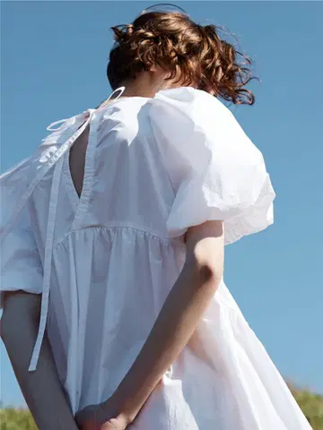 [셀포드] 퍼프 슬리브 롱 드레스