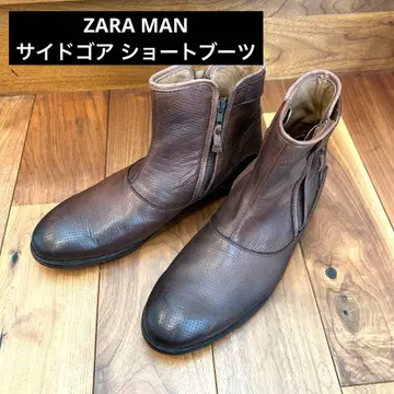 [ ZARA MAN ] 브라운 가죽 사이드 지퍼 부츠