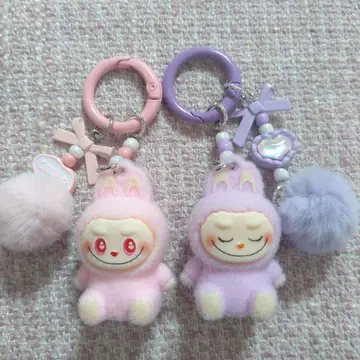 라부부 키링 키링 labubu 핑크 퍼플 2세트
