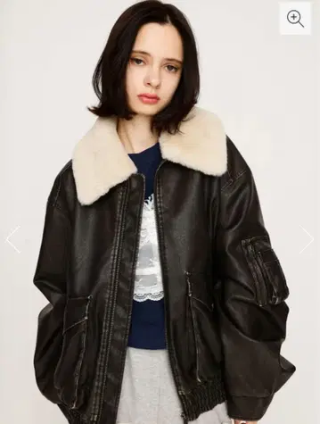 퍼 카라 부착 가죽 자켓 WASHED PUFFER 블루종