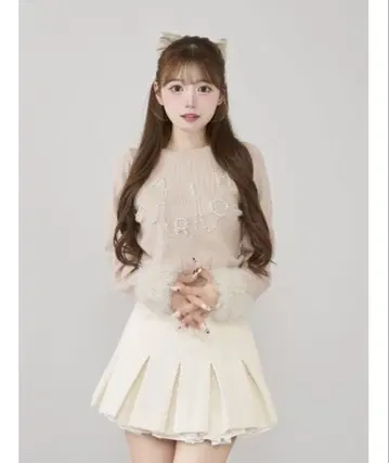 다리치 Darich 로고 펄 니트탑 핑크