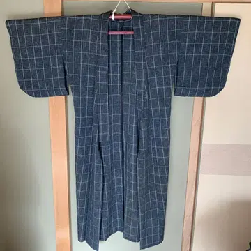 기모노 체크 무늬 그린 x 화이트