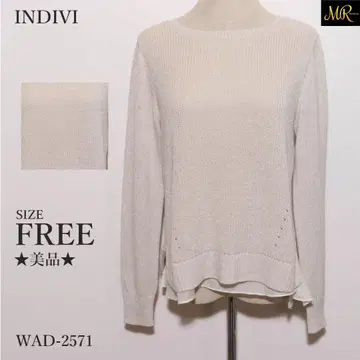 새상품급 INDIVI 상의 스웨터 긴팔 레이어드 스타일 사이드 슬릿