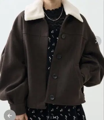 [ 새상품급 ] 울 보아 부착 숏 자켓
