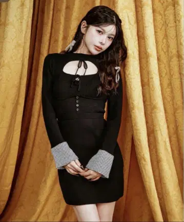 Darich 프론트 오픈 니트 미니 원피스