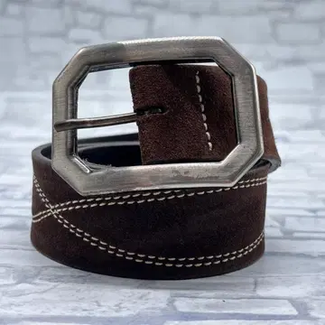 네이티브 무늬 인디언 브라운 스웨이드 벨트 팔각형 버클